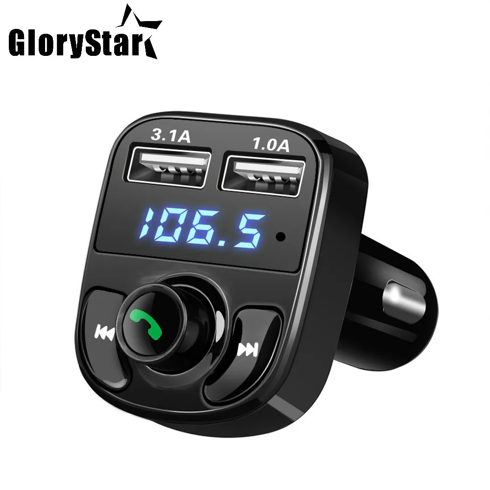 Glory FM Transmitter Aux Modulator Car Audio MP3 Player with 3.1A Quick Charge Dual USB Car Charger Bluetooth Handsfree Car Kit
