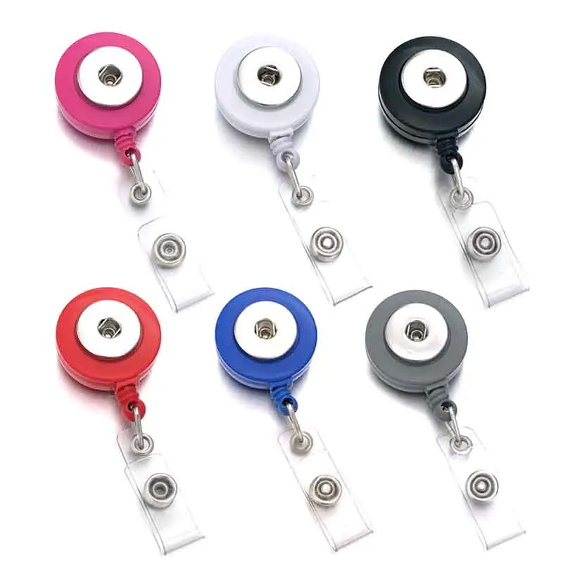 

Fit 18mm Snap Button 301 Retractable Pull Badge Reel ID Lanyard Name Tag Card Badge Holder Reels Keyring Chain Clips Necklace