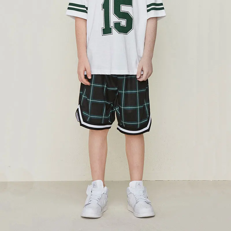 

Summer New Children's Tide Brand Plaid Mesh Casual Loose Shorts Boys Student Football Shorts Kid Sport Breathable Shorts