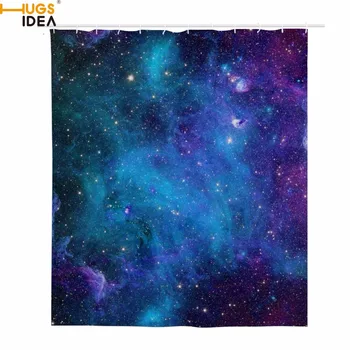 

HUGSIDEA High Quality Space Galaxy Custom Waterproof Bathroom Shower Curtain Polyester Fabric Bathroom Curtain Blackout Curtains