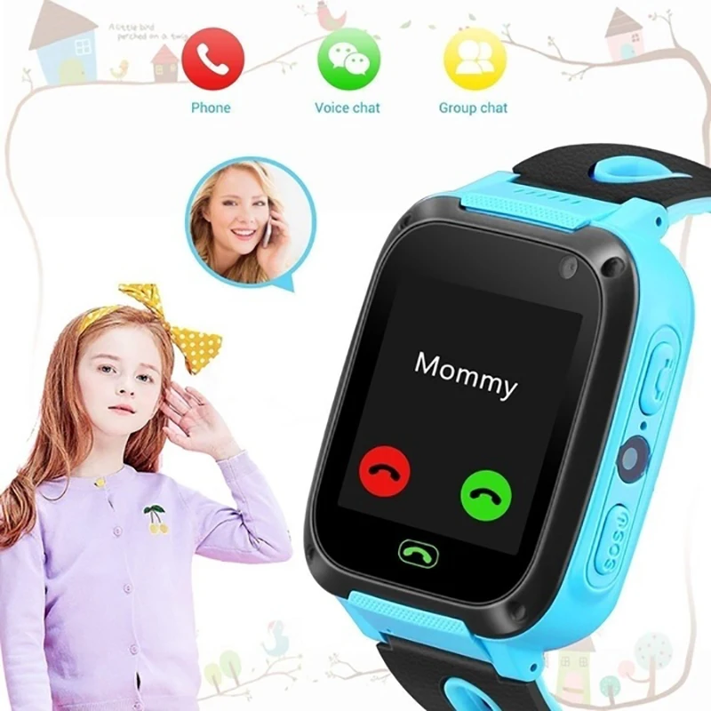 GEJIAN Children's Watch Anti-Lost LBS Positioning Alarm Clock Waterproof Photo Flashlight Lighting Children's Watch Card Phone