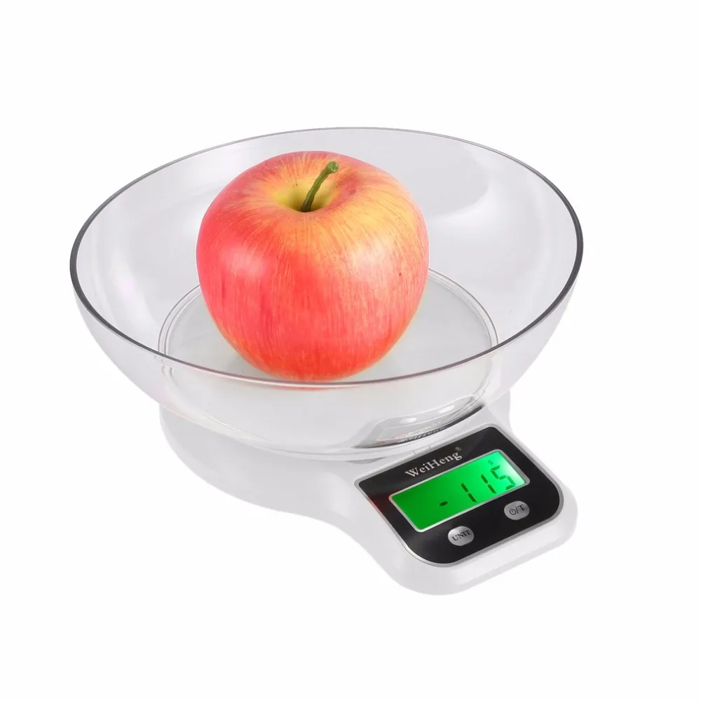 Электронные цифровые кухонные весы 0,1 г-3 кг с зеленой подсветкой, чаша, большой ЖК-дисплей для выпечки, кулинарные диеты, Прямая поставка