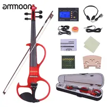 Ammoon полный Размеры 4/4 твердой древесины Электрический silent Скрипки скрипка Стиль-3 эбони колышки Чин остальные Tailpiece
