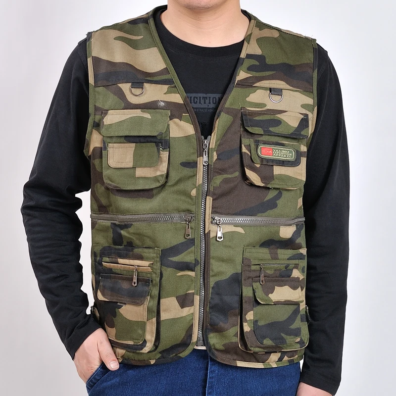 

TG6293-A1252 2018 new Spring and autumn style middle aged men's leisure multi-pocket photography shoulder vest cheap wholesale