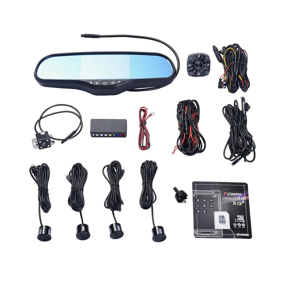  720P Front 720P Rear 160 Degree Car Monitor Wide Angle Rearview Mirror Dual Lens Dash Cam with 4.3