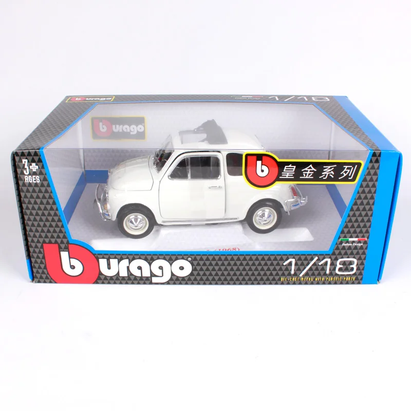 Bburago 1:18 1968 fiat 500l белый винтажный автомобиль под давлением открытые двери