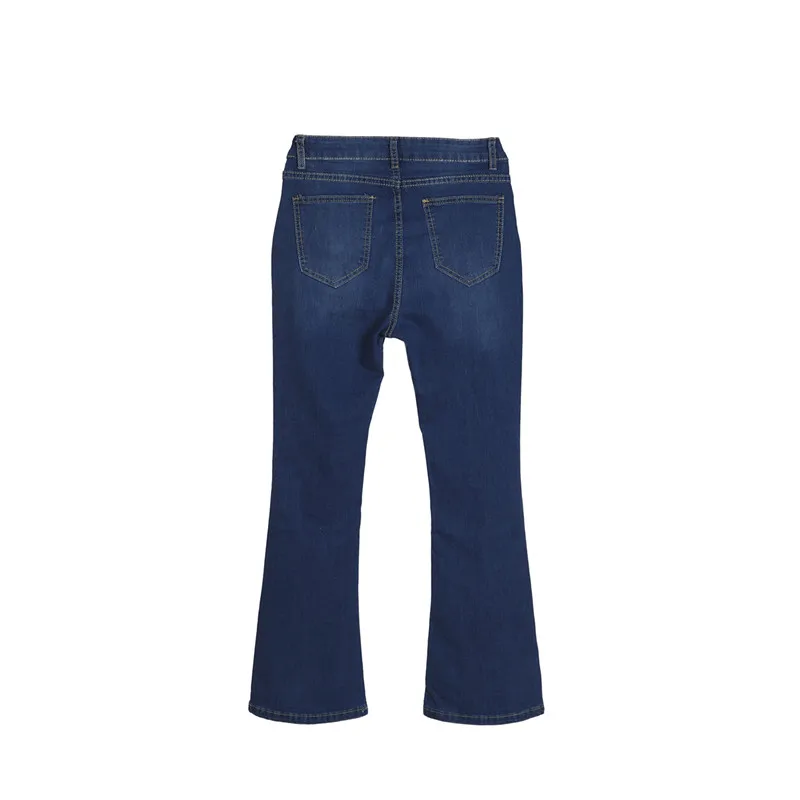 США для женщин Винтаж Высокая талия клеш колокол Низ Джинсы трендовый светильник джинсовые штаны