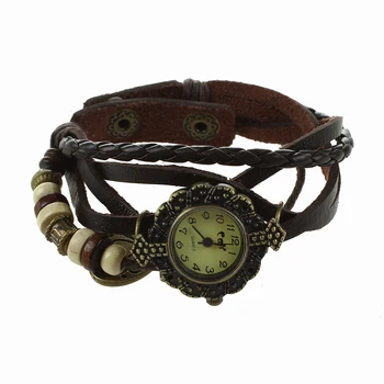 

Practical Quartz Weave Around Leather Love Bracelet Women Wrist Watch