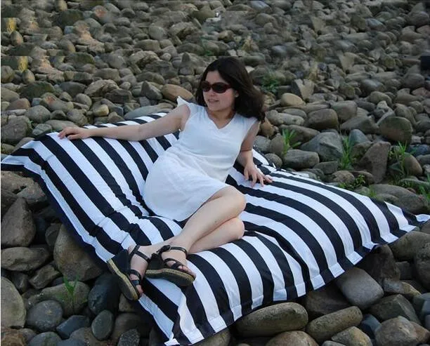 Cover only No Filler-Cotton fabric Black strip fashion bean bag READING chair, living room beanbag sofa cushion 56 x 72 inch
