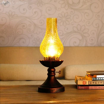 

JW_Loft Retro Vintage Kerosene Glass Table Lamps for Dining Room Bedroom Lights Dimming Reading Desk Lamp Lighting Study Deco