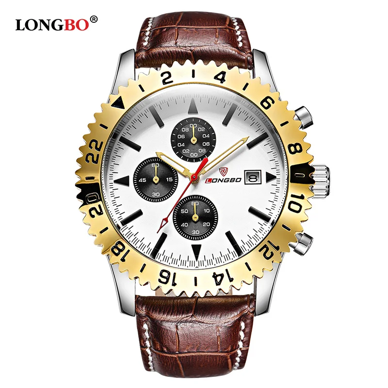 

Longbo 2019 Luxury Bussiness Men Quartz Wristwatches Waterproof Calendar Luminous Hands Leather Strap Male Watch