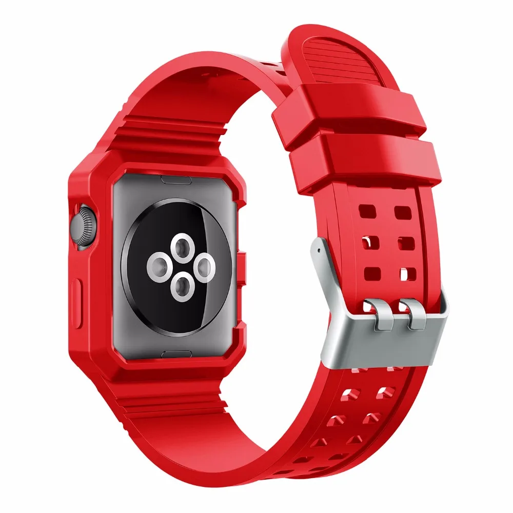 Спортивный силиконовый ремешок для Apple Watch 4 40 спортивный с защитным чехлом iWatch