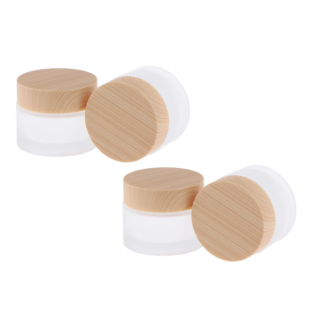 4Pcs Empty Glass Face Cream Jars, Refillable Containers, Round Lotion Pots w/ Screw Lids, 20g Cosmetics Samples Bottles