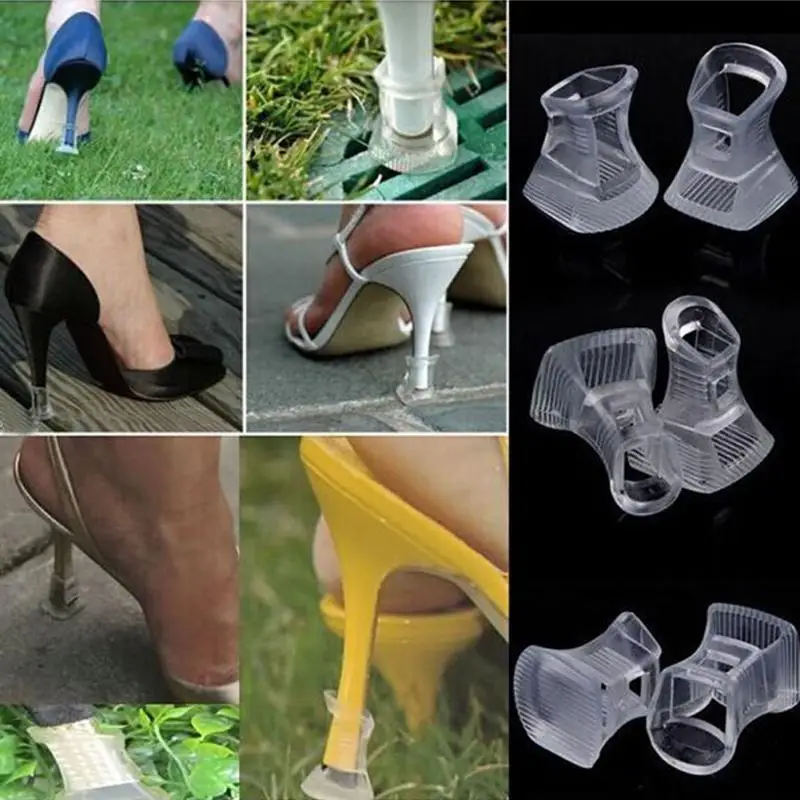 

2 Pairs 3 Size Latin Dance Shoes Transparent Shoe Covers Cap Shoe Care Hard Wearing High Heeler Heel Protector Stoppers