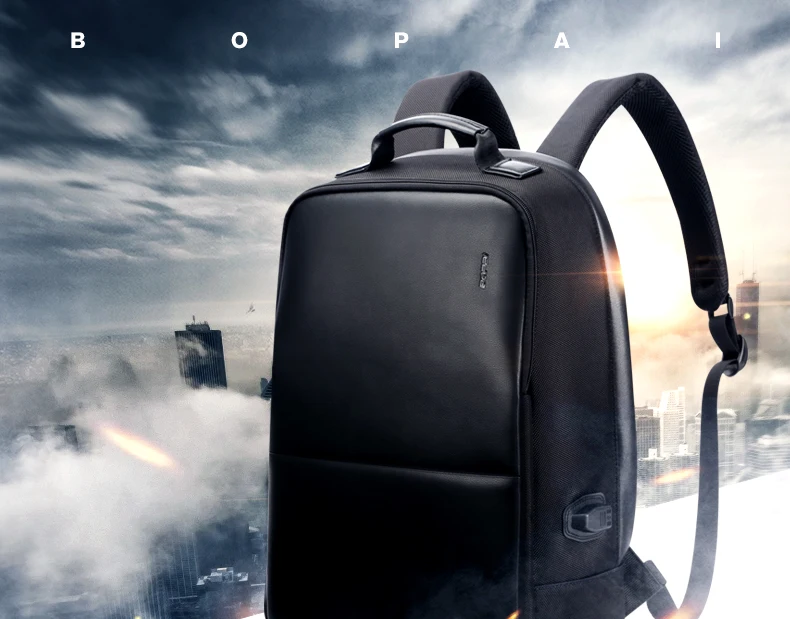BOPAI, мужской кожаный рюкзак с USB зарядкой для путешествий, модный крутой школьный рюкзак, сумки для мальчиков, рюкзак для ноутбука с защитой от кражи