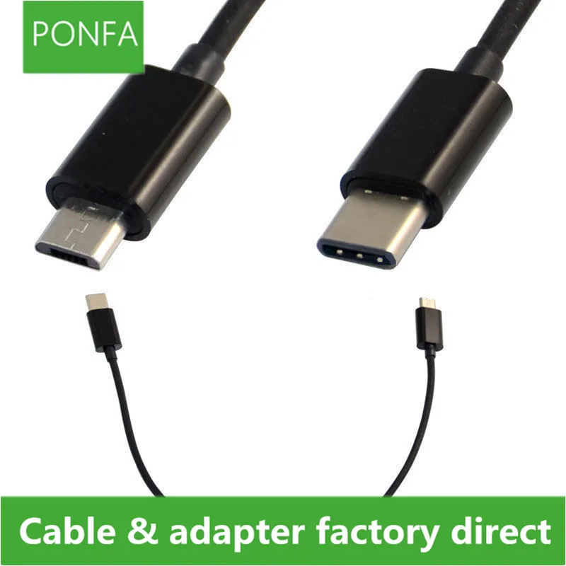 Двусторонний дизайн USB-C type C Мужской Разъем для Micro USB 2,0 Мужской кабель для передачи данных для планшета и мобильного телефона 30 см
