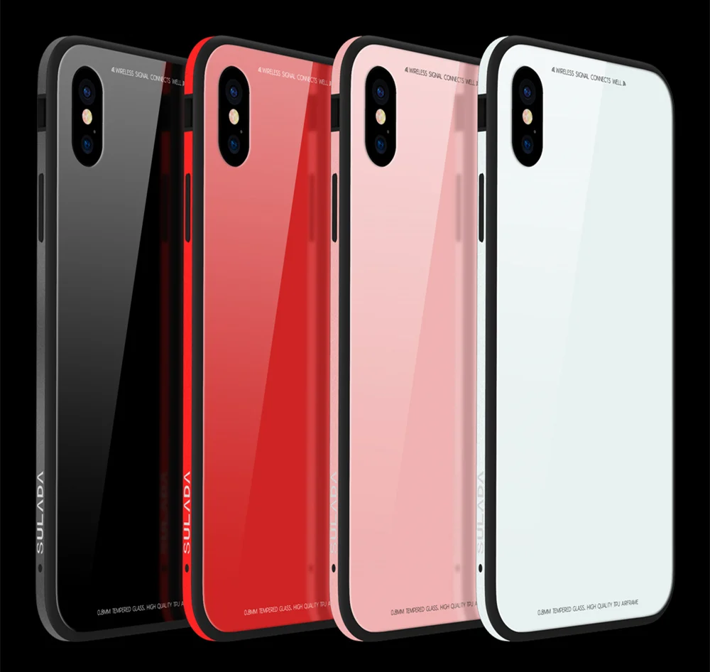 Luxury Plain 9H Tempered Glass Case For iPhone X XR XS Max