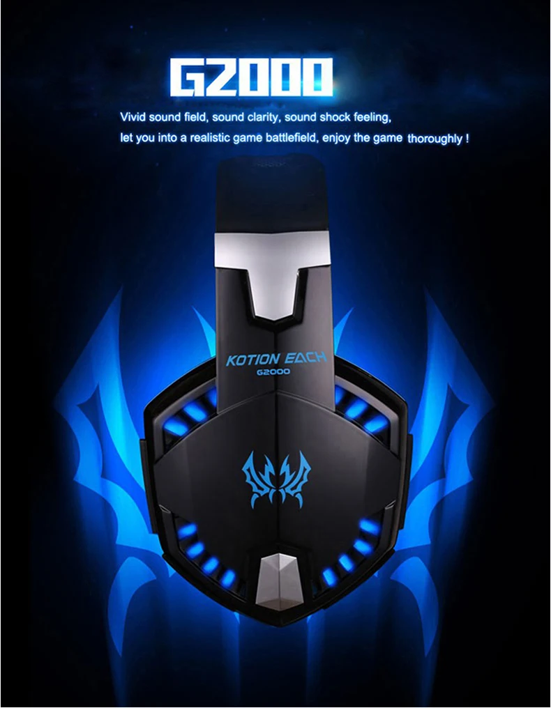 Best casque Computer Stereo Gaming Headphones Deep Bass Game Earphone Headset Gamer with Microphone Mic LED Light for PC Game  (3)