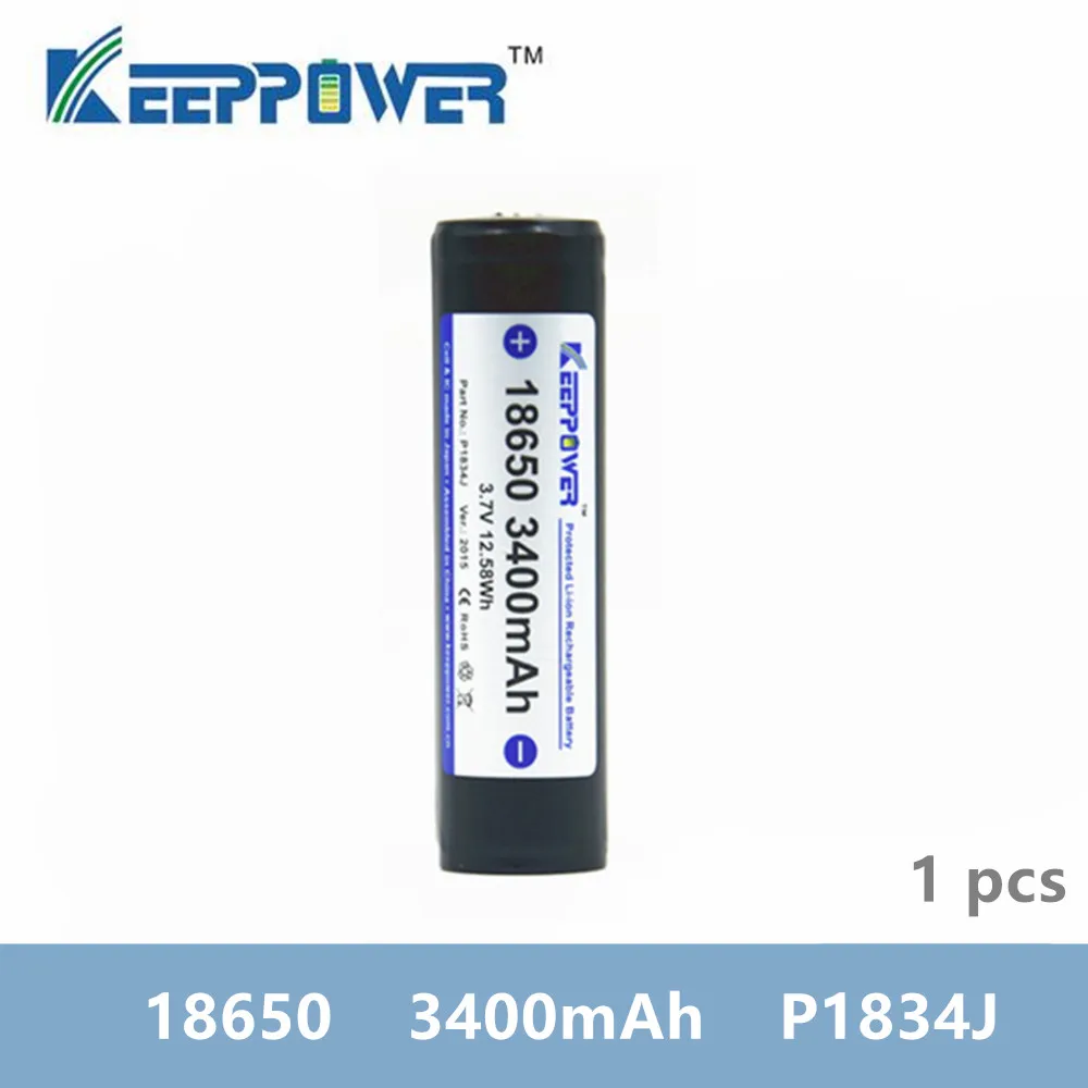 1 шт. KeepPower 3400mAh 18650 батареи Защищенные Литий-ионная аккумуляторная батарея 3 7 V P1834J