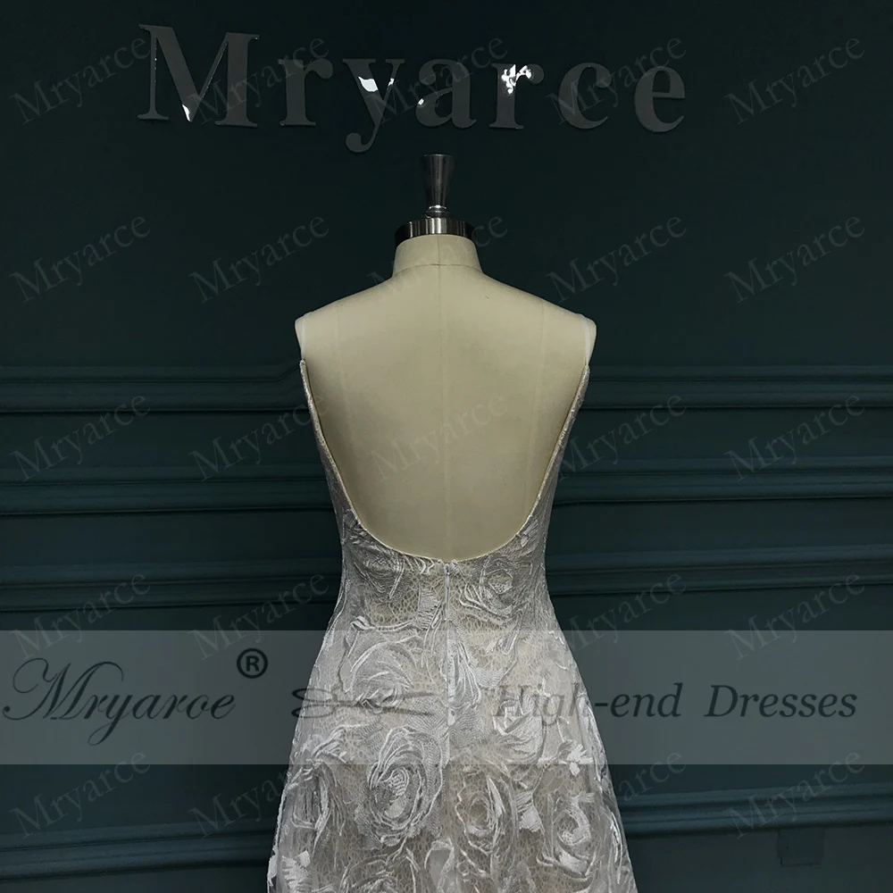 Mryarce, свадебное платье в стиле бохо, сексуальное, с открытой спиной, эксклюзивное, роскошное, с розочками, кружевное, свадебное платье, vestido de noiva