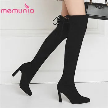 

MEMUNIA 2020 New Fauex suede over the knee boots women Stiletto high heels thigh high boots sexy autumn ladies boots long shoes