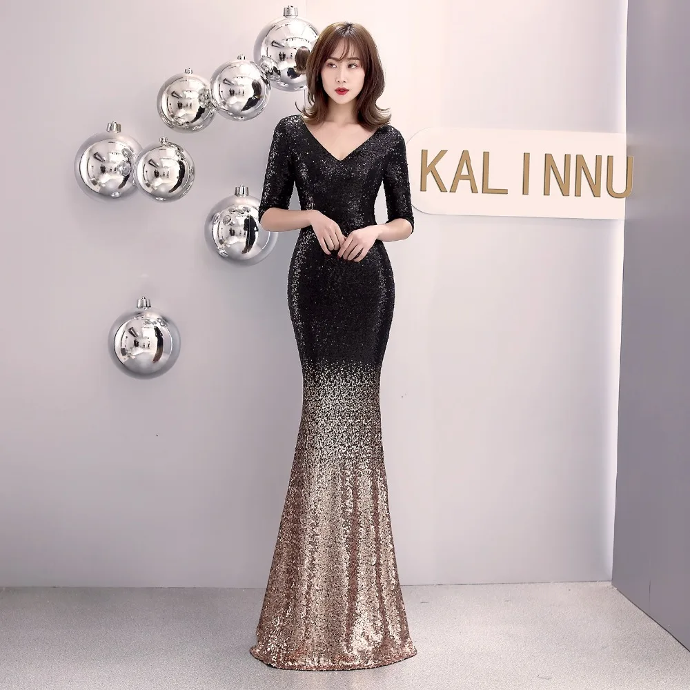 Dress Summer with Sequin Woman Half Sleeve V Neck Mermaid Luxury Long Dress Women Sexy Night Club Party Maxi Ladies Dresses (2)