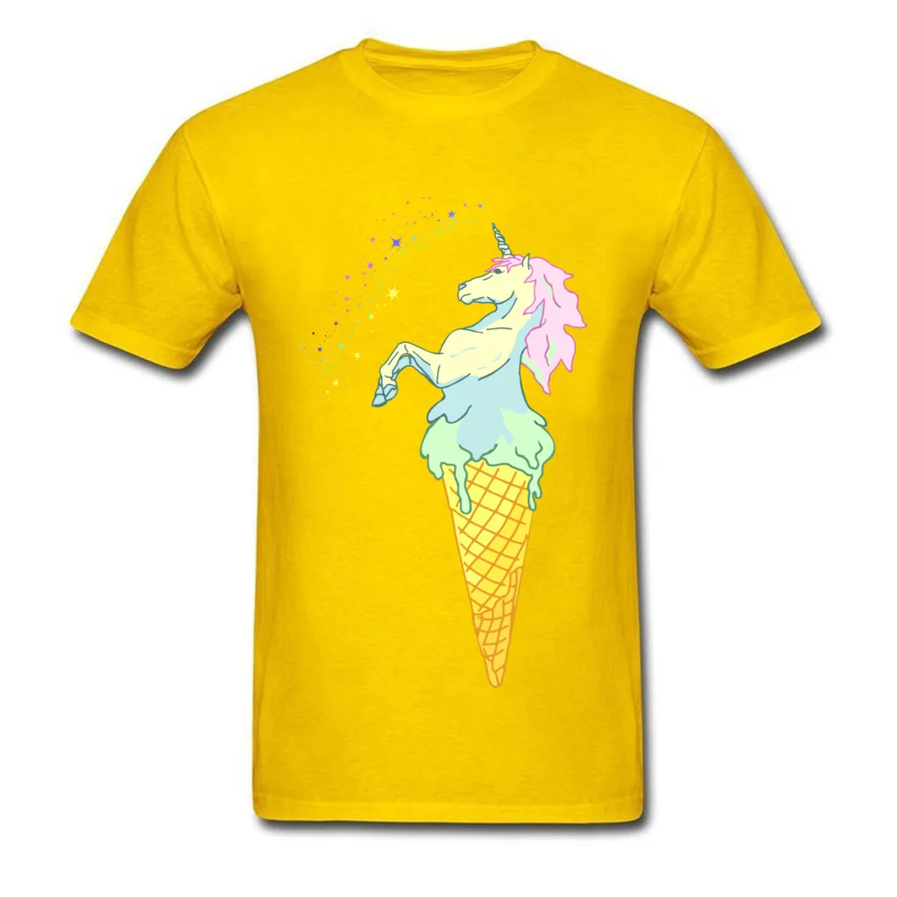 DesignStreet Short Sleeve Tops & Tees Summer Wholesale Crew Neck 100% Cotton T-Shirt Mens Tshirts ice cream unicorn  ice cream unicorn yellow