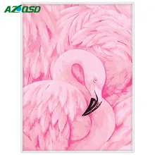 AZQSD животные DIY живопись по номерам розовая птица каллиграфия картина акриловая холст настенная художественная картина бескаркасная картина SZYH6277