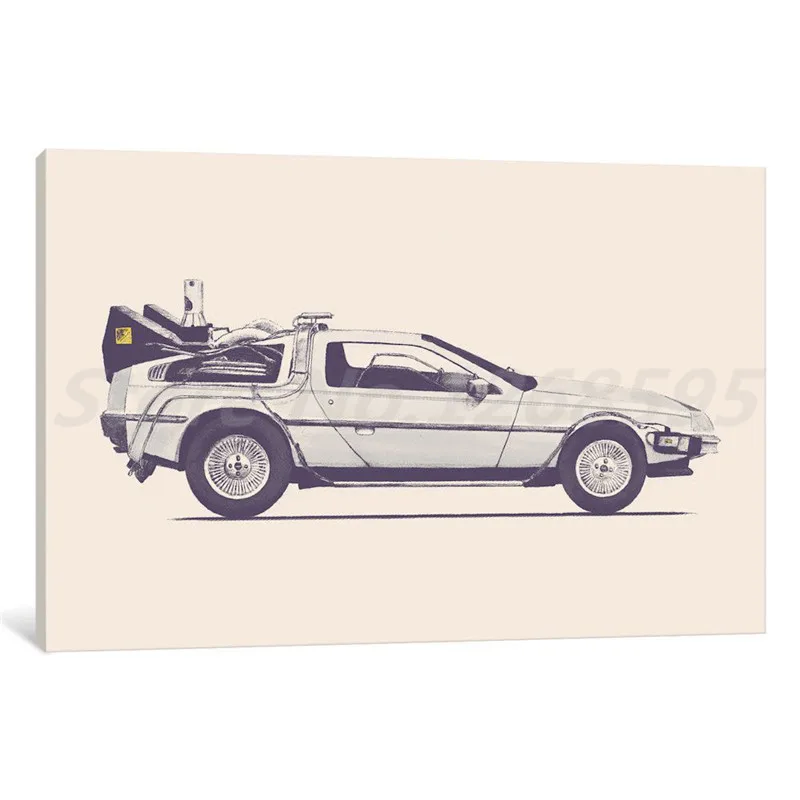 Картина Назад в будущее DeLorean Time Machine холст живопись печать гостиная домашний