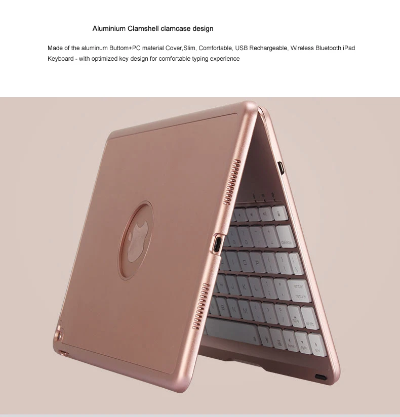 Witsp @ d-для iPad Pro 9,7 "корпус клавиатуры, тонкий Алюминий Bluetooth створчатый защитный чехол с 7 цветов светодиодный клавиатура с подсветкой