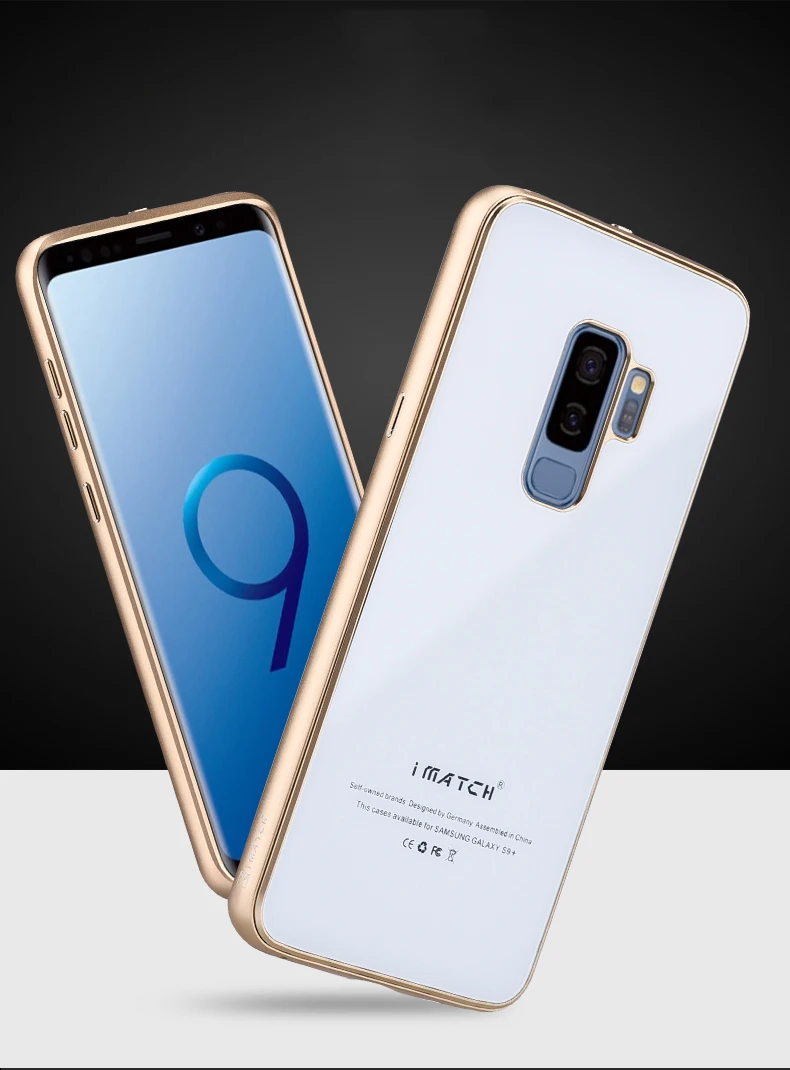 iMatch Aviation Aluminum Alloy Metal Bumper Tempered Glass Back Cover Case for Samsung Galaxy S9 & Samsung Galaxy S9 Plus