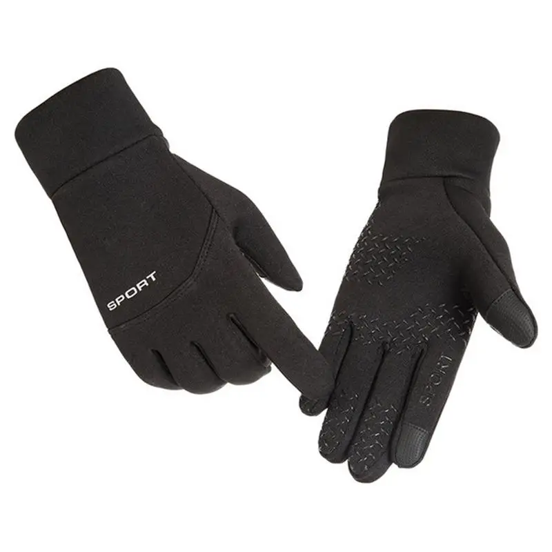 Зимние перчатки мужские тепловые спортивные теплые уличные перчатки унисекс велосипедные футбольные противоскользящие ветрозащитные водонепроницаемые флисовые перчатки с сенсорным экраном - Цвет: 1