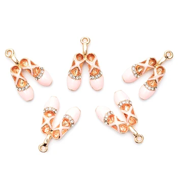 

Fashion 20pcs Rhinestones Ballet Shoes Enamel Alloy Jewelry Bracelet Charms Girls DIY Necklace Enamel Metal Drop Drop Pendants