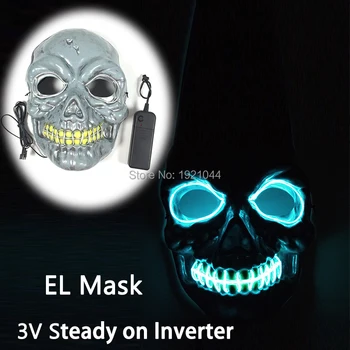 

New Design Fashion Funny Mask EL Wire Flashing Zombie Mask with DC-3V Inverter Mask Party Dance Halloween