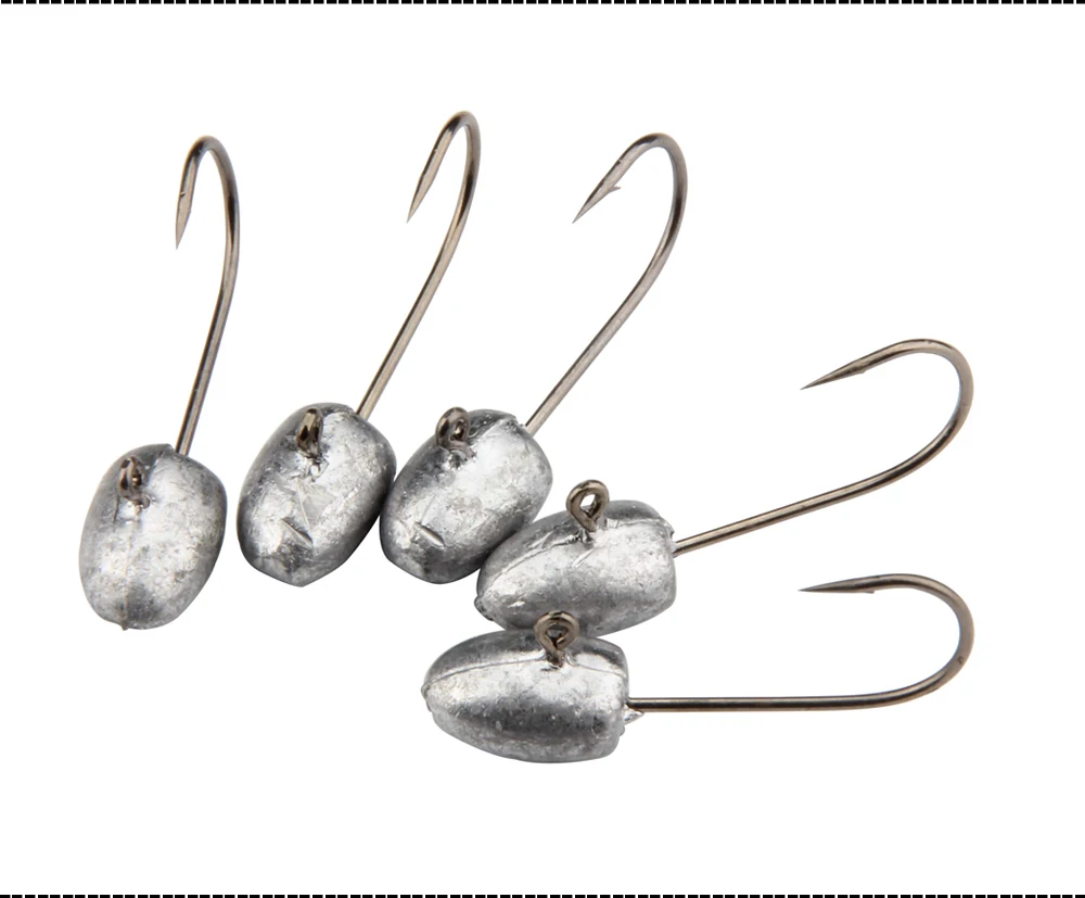 Fishing Hook Lure 2.8g 8pcs Unpainted Lead Jig Head Hook Bait Metal Jigging Lures For Soft Fishing Lure Jig Head Heavy Hook  (1)