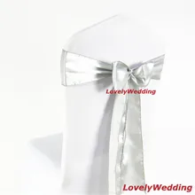 100 шт Серебряный Свадебный сатиновый стул створки/атласный стул лук/Чехол для стула шелковый пояс галстук для банкета свадебные украшения/атласная лента
