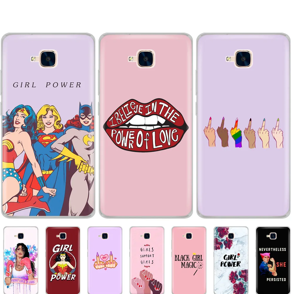 

case for Huawei Honor 5C Case Silicone russian Version Back Cover for Huawei Honor 5C Without Fingerprint Hole Girl Power