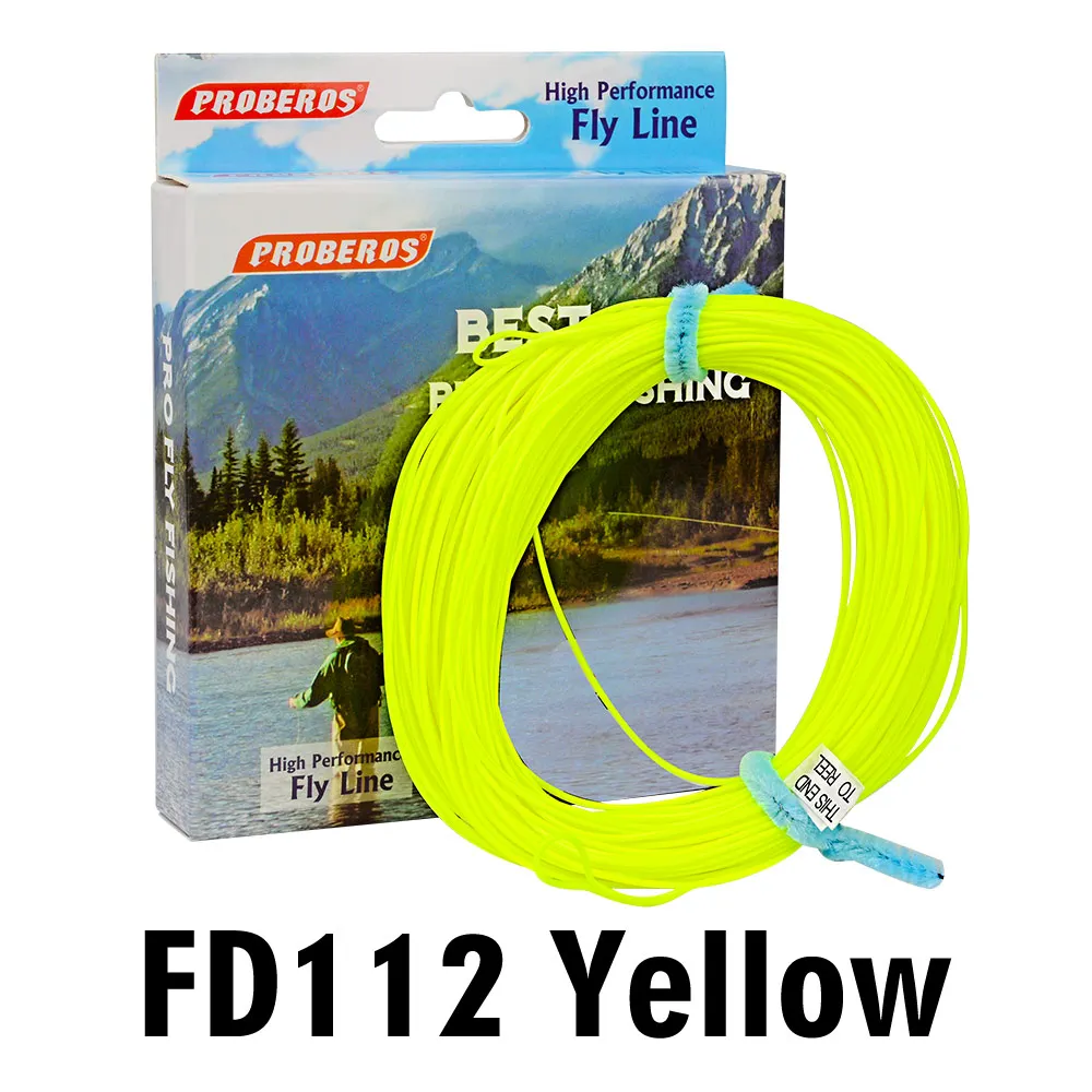 1 шт. PRO BEROS Fly Line 4 цвета 100 футов Вес вперед плавающая Летающая леска WF-2F/3F/4F/5F/6F/7F/8F - Цвет: Цвет: желтый