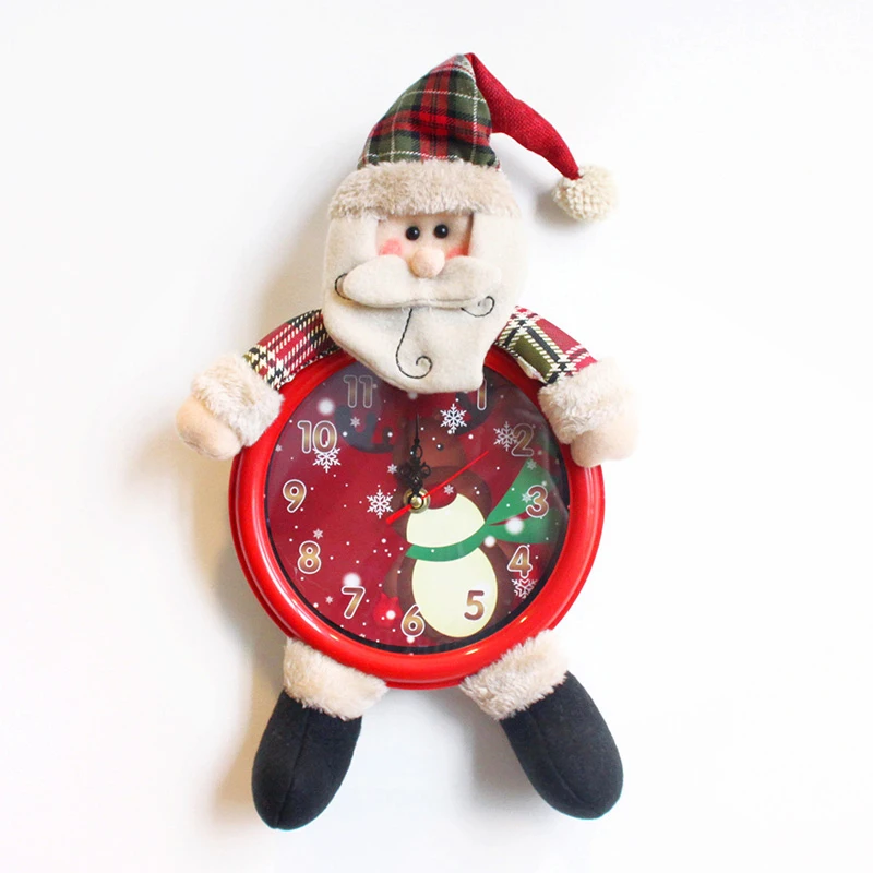 3D Fabrics Santa Claus/Elk Wall Clock Electronic Clock Christmas Decorations For Home New Year