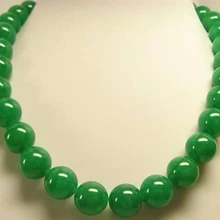 wholesale_jewelry_wig$ Красивый природный зеленый 10 мм круглые бусы ожерелья 18 дюймов прядь