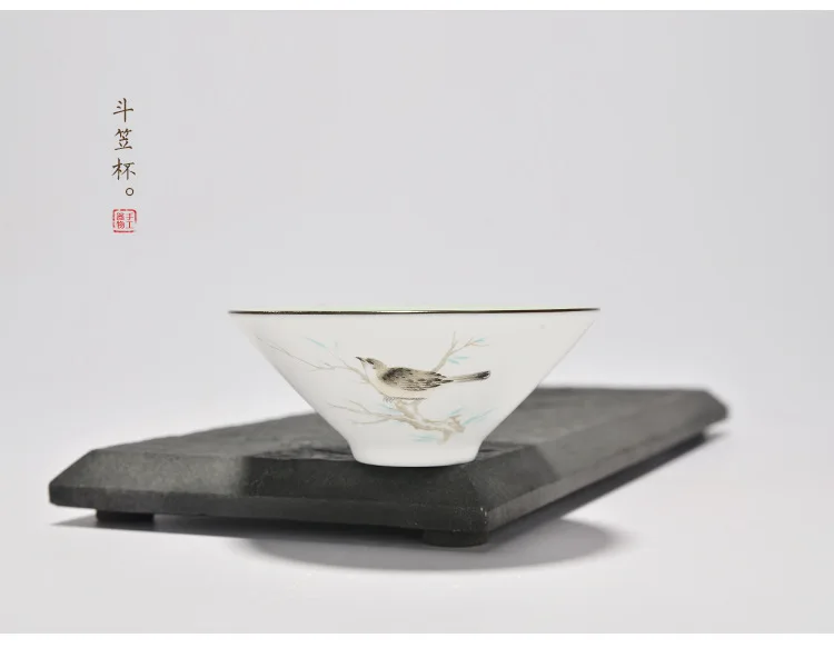 Ручная Краска птица чернила живопись Китайская высококачественная керамическая фарфоровая чайная Набор чашек печь для обжига глазури 65 мл кунг-фу чайная чашка Пуэр чайная чашка