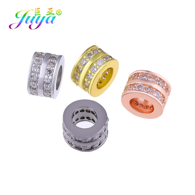 

Juya DIY Copper Spacer Beads Wholesale Handmade Large Hole Beads Gold/Silver Decorative Charm Beads For Beadwork Jewelry Making