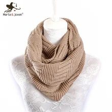 Marte&Joven Fashion Knitted Imitation Cashmere Ring Scarf for Women Soft Acrylic Winter Infinity Scarves Ladies Warm Snood Scarf