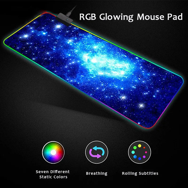 Большой игровой коврик для мыши rgb цветной большой светодиодный 900x400 мм