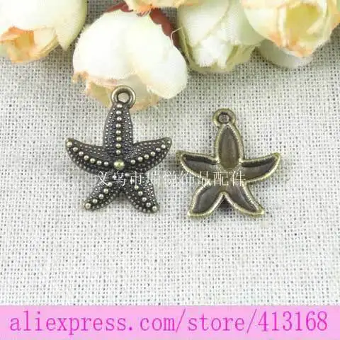 19*23MM Retro starfish charm accessories DIY jewelry making materials ZAKKA bulk antique bronze tibetan charms nautical | Украшения и