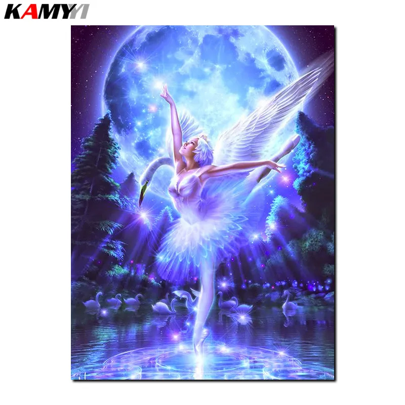 

Diy embroidery with diamonds needlework diamond painting mosaic dmc paint cross-stitch decor handwork swan ballet dancer B618
