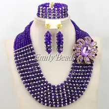 Костюм африканские хрустальные бусины набор ювелирных изделий больше цветов Нигерийский Африканский Свадебный бисер комплект ювелирных изделий оптом AMJ542
