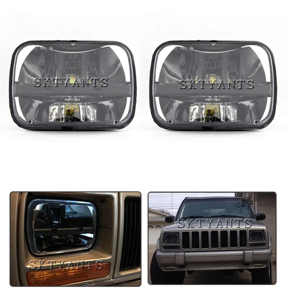 

2pcs 5x7" Rectangular led headlight for jeep XJ Cherokee 6x7 square LED truck head lamp lighting headlamp for MJ Comanche