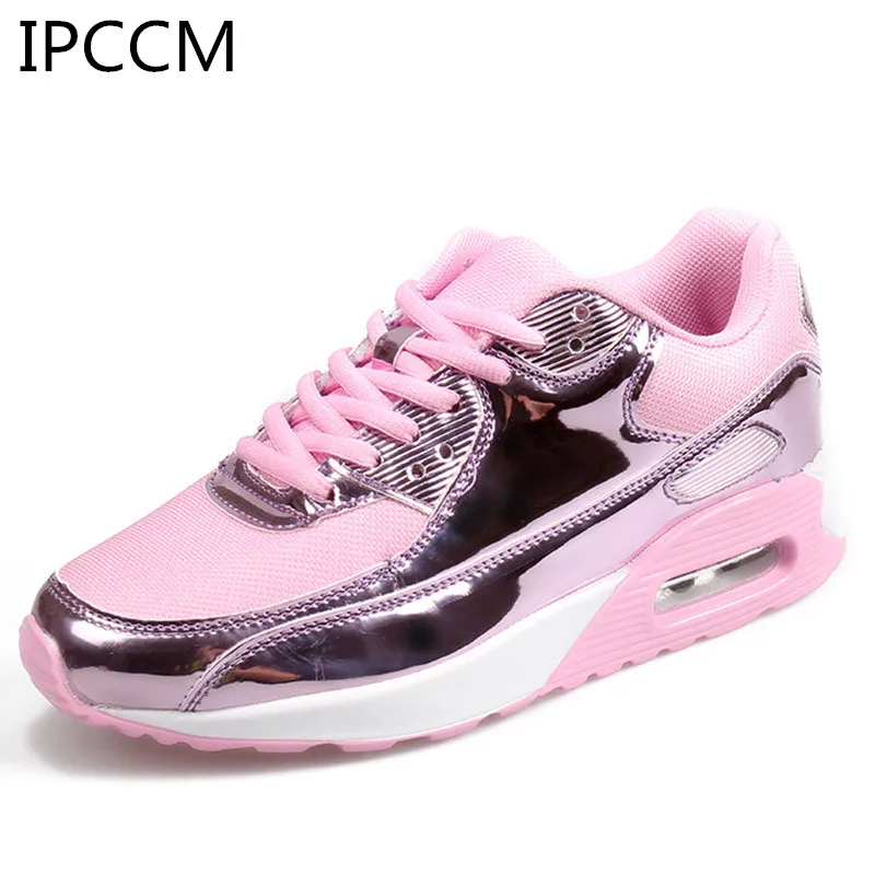 

2019 Spring And Autumn Outdoor Mesh Women's Sports Gold Sequins Stitching Flat Shallow Mouth Low To Help Casual Lace-up Shoes