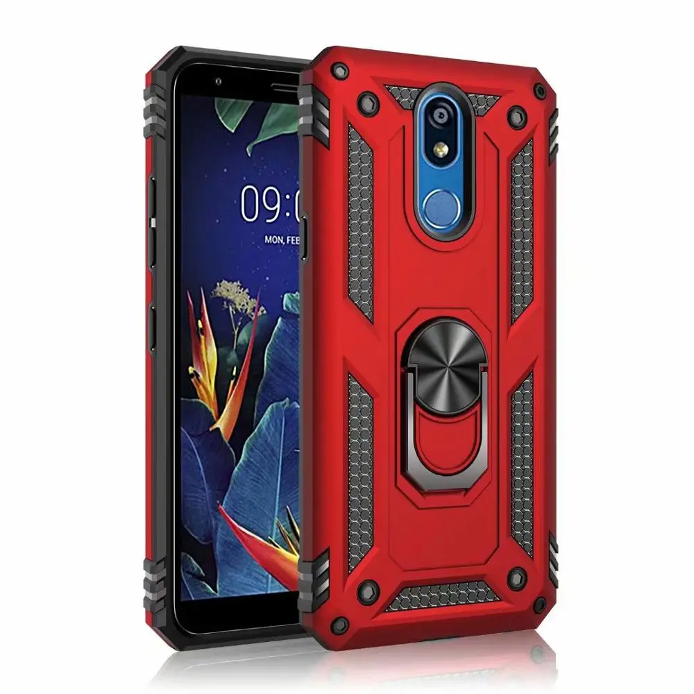 

UYFRATE Shockproof Hybrid Dual Layer Magnet Finger Ring Kickstand Armor Case For LG K40 LG Aristo2 3 Stylo 5